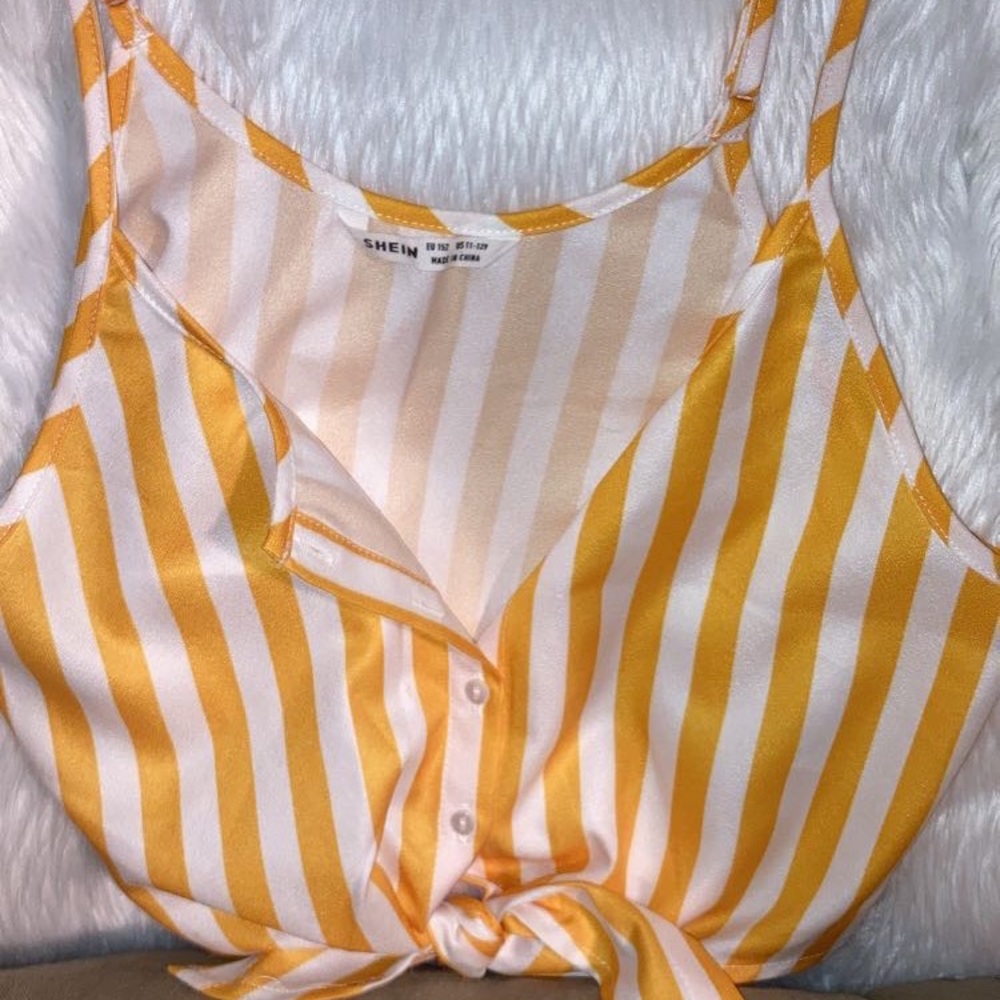 Yellow striped cropped tank top